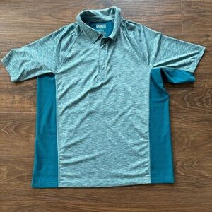 Men's Duluth Trading Heather Teal Performance Polo Large